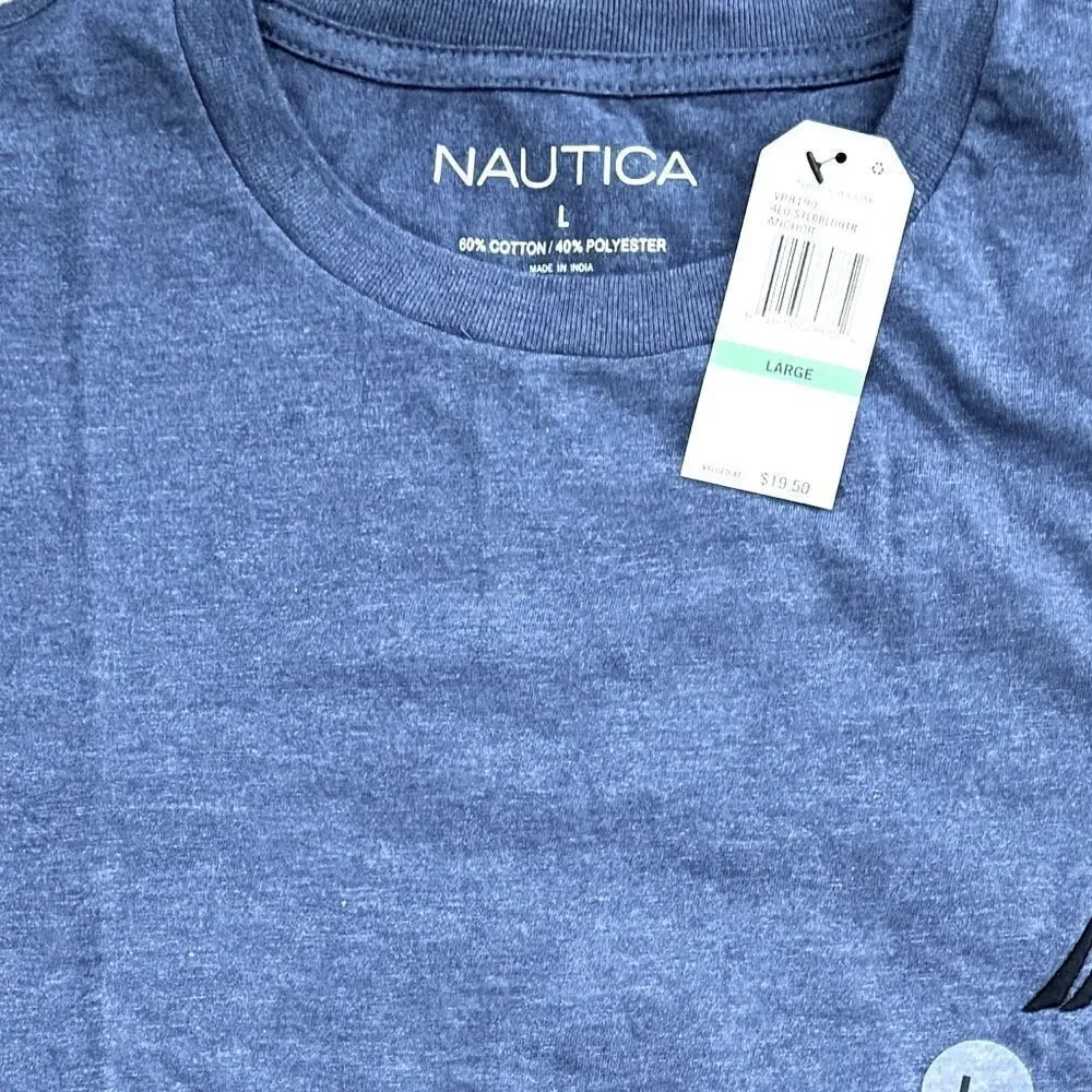 Nautica Men’s Large Blue Heather Crewneck T-Shirt Short Sleeve NWT